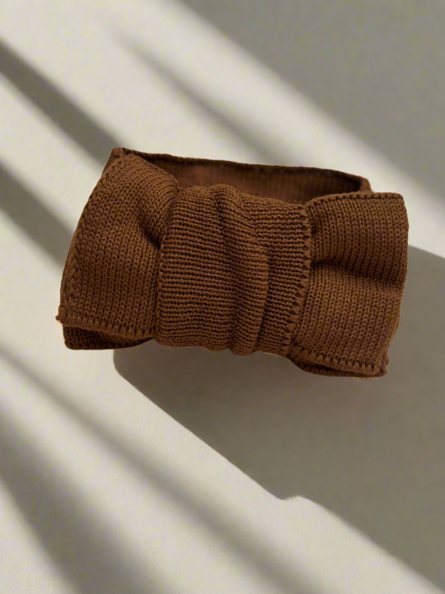 Oversized bow headband - Chestnut