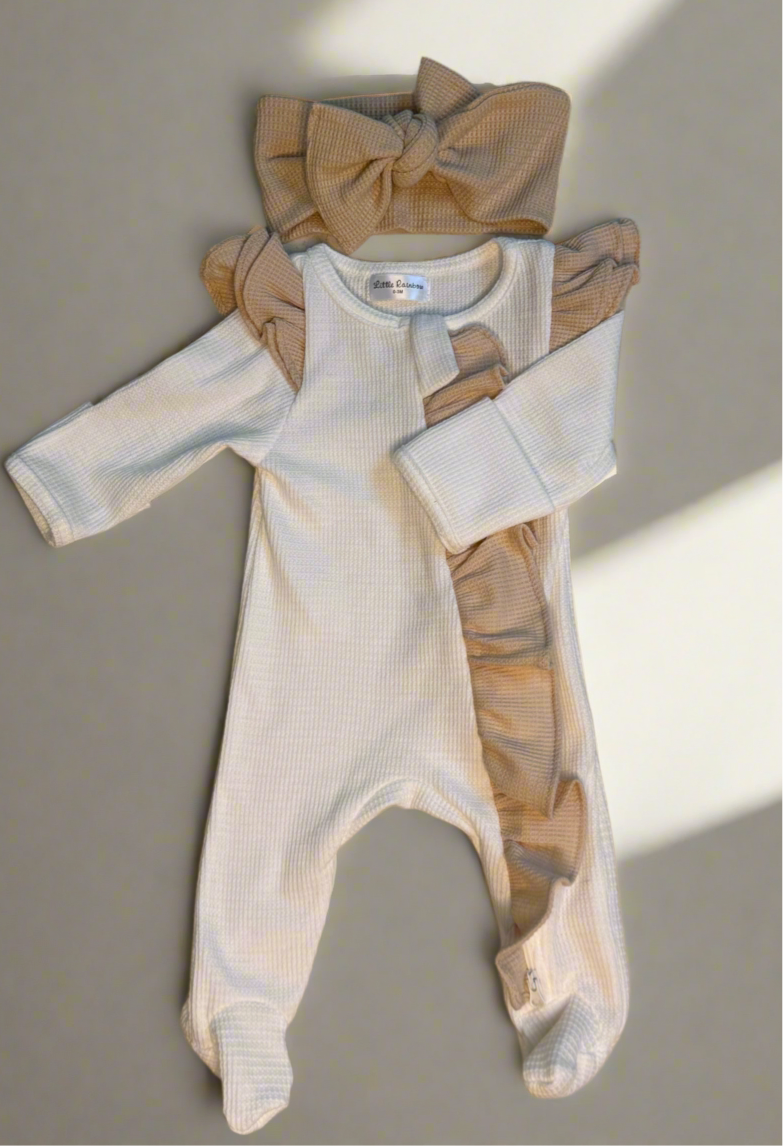 Ruffle Onesie & Headband - Peach