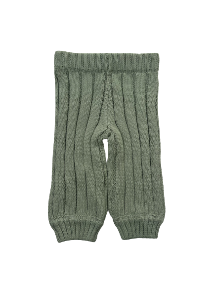 Wide Rib Knit Pants - Sage