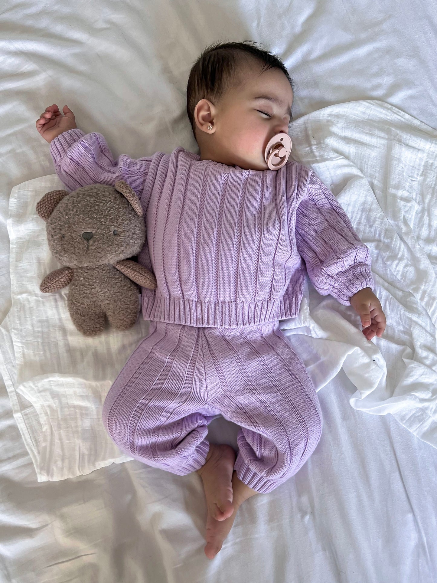 Wide Rib Knit Jumper - Lilac