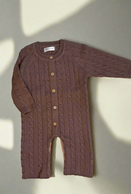Cable Knit Onesie - Chocolate