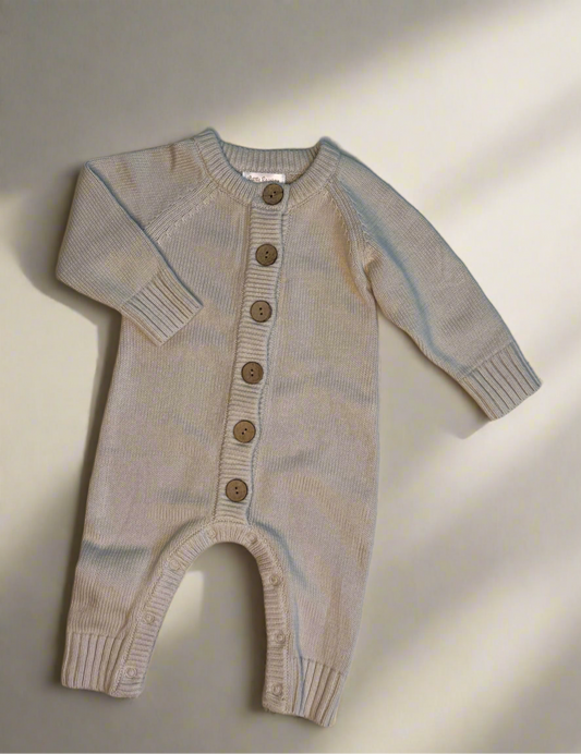 Button Down Onesie - Stone