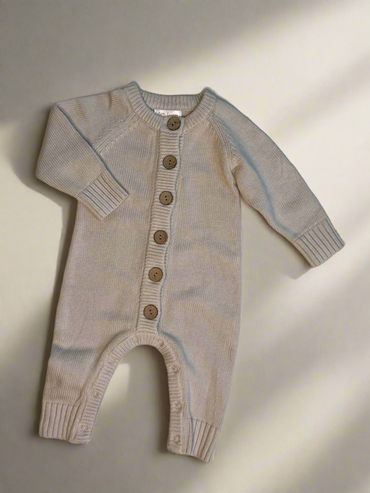Button Down Onesie - Stone