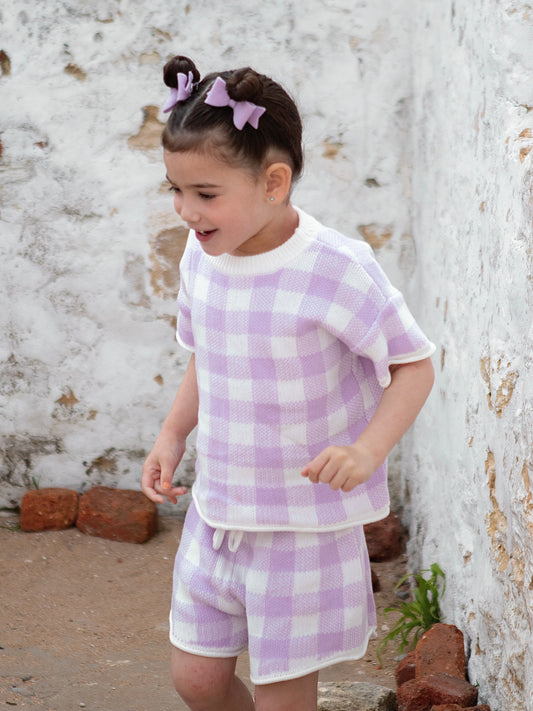 Gingham T-shirt - Lilac