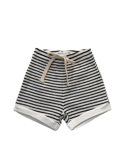 Rib Striped Shorts - Black & White