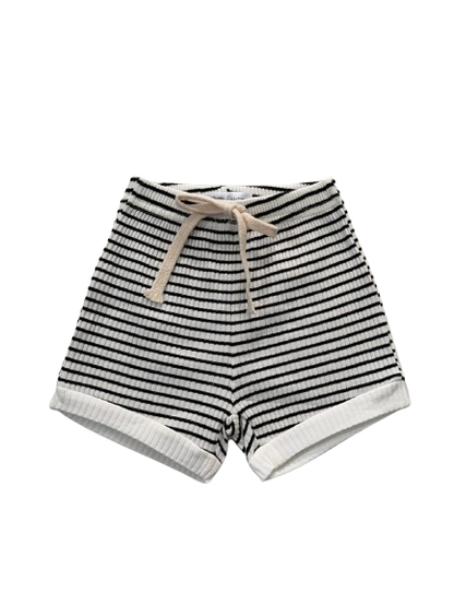 Rib Striped Shorts - Black & White