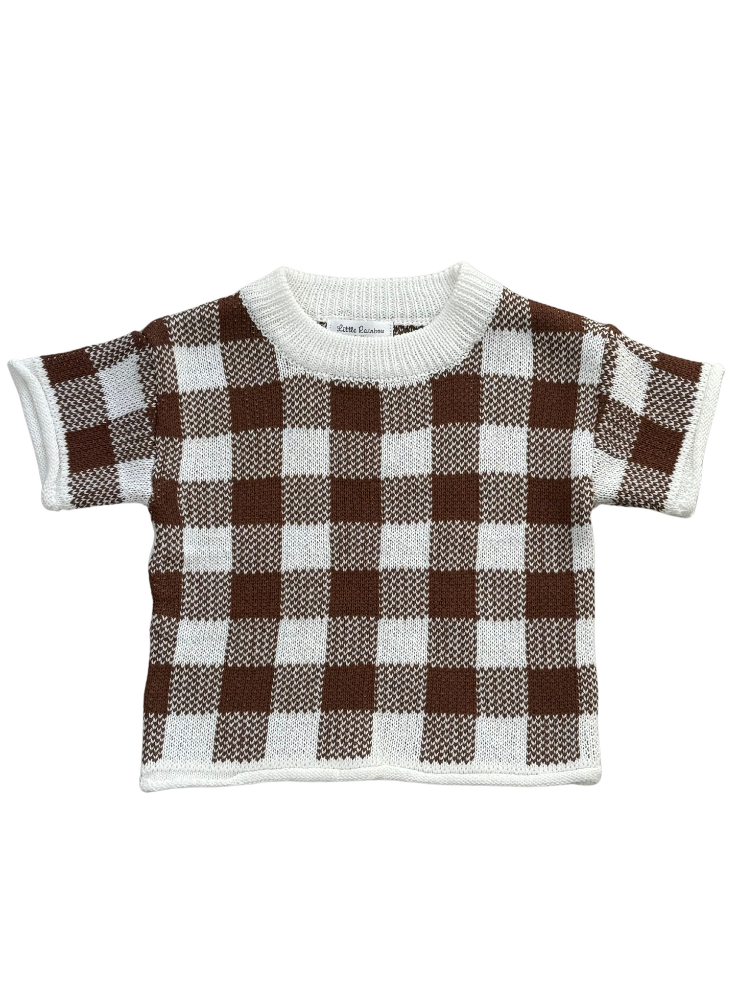 Gingham T-shirt - Brown