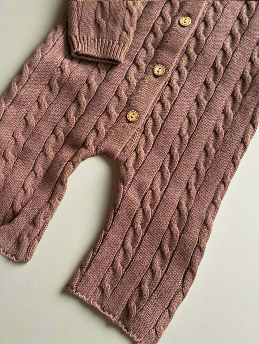 Cable Knit Onesie - Chocolate