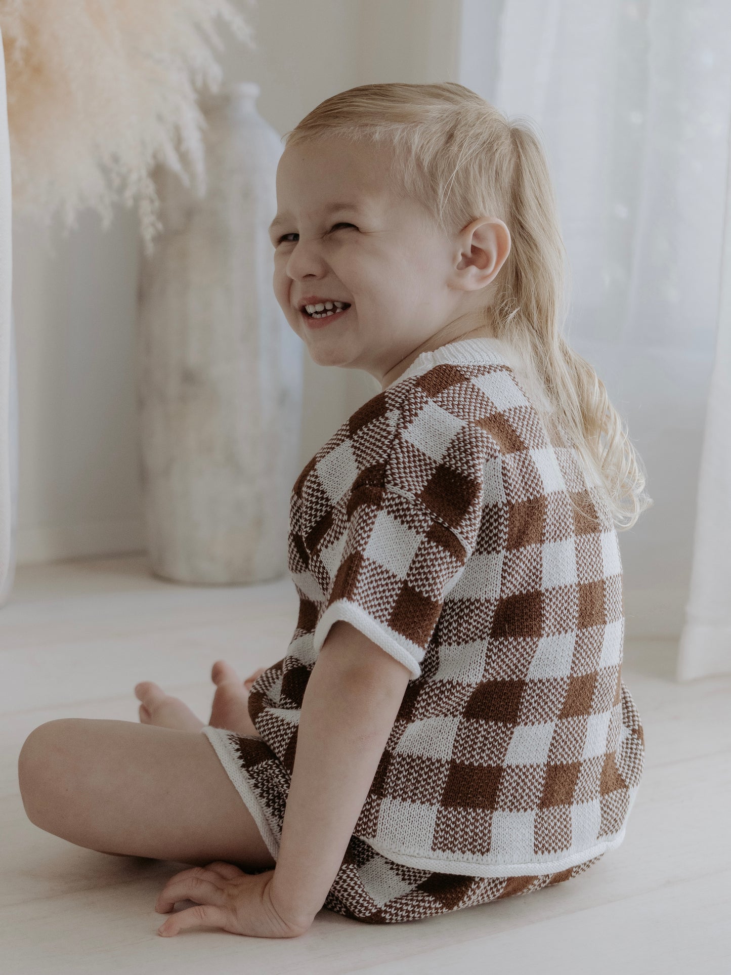 Gingham T-shirt - Brown