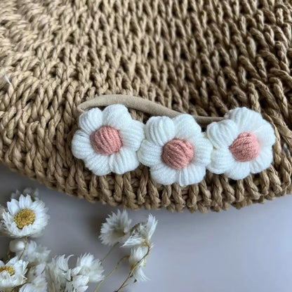 Handmade Knitted Daisy Headband