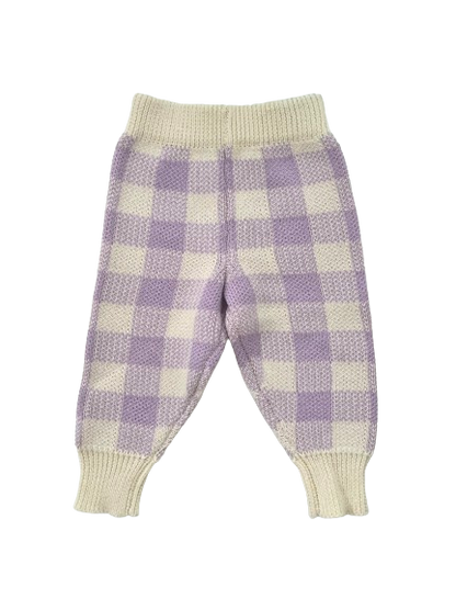 Gingham Knit Pants - Lilac