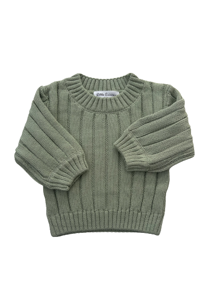 Wide Rib Knit Jumper - Sage