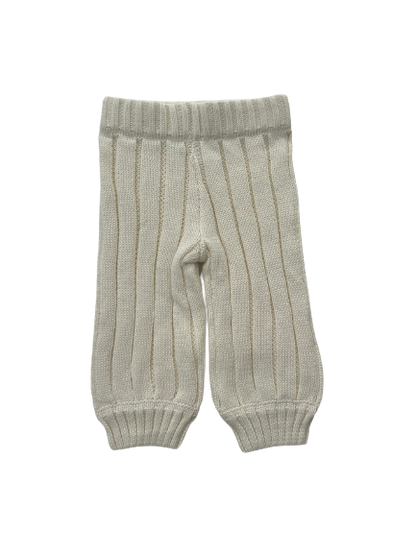 Wide Rib Knit Pants - Cream
