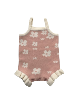 Pink Daisy Knitted Romper